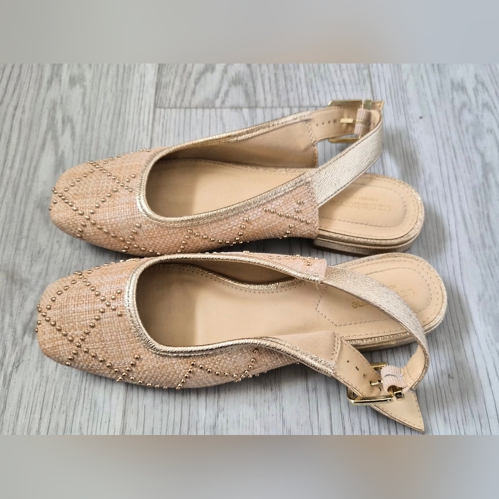 Liz Claiborne Gold and Beige Slingback Flats - Picture 2 of 4